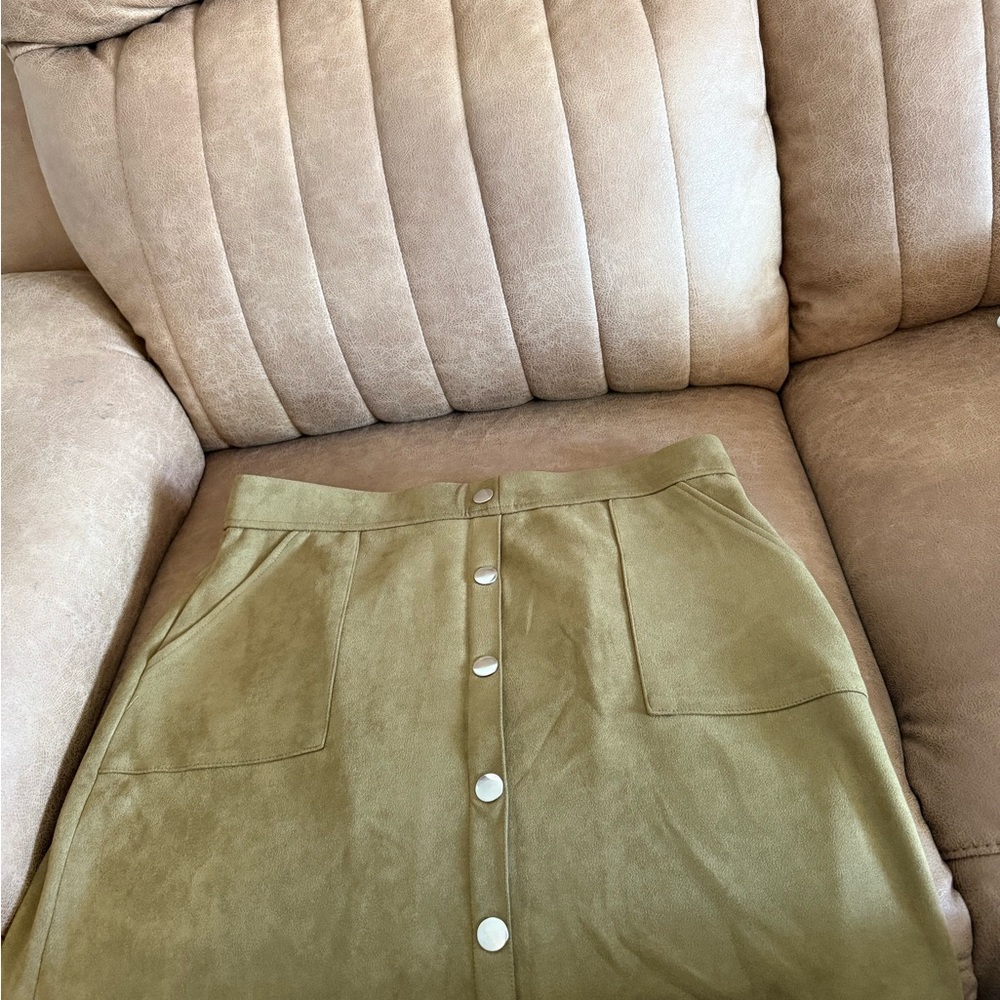 Cato Khaki Button-Front A-Line Skirt